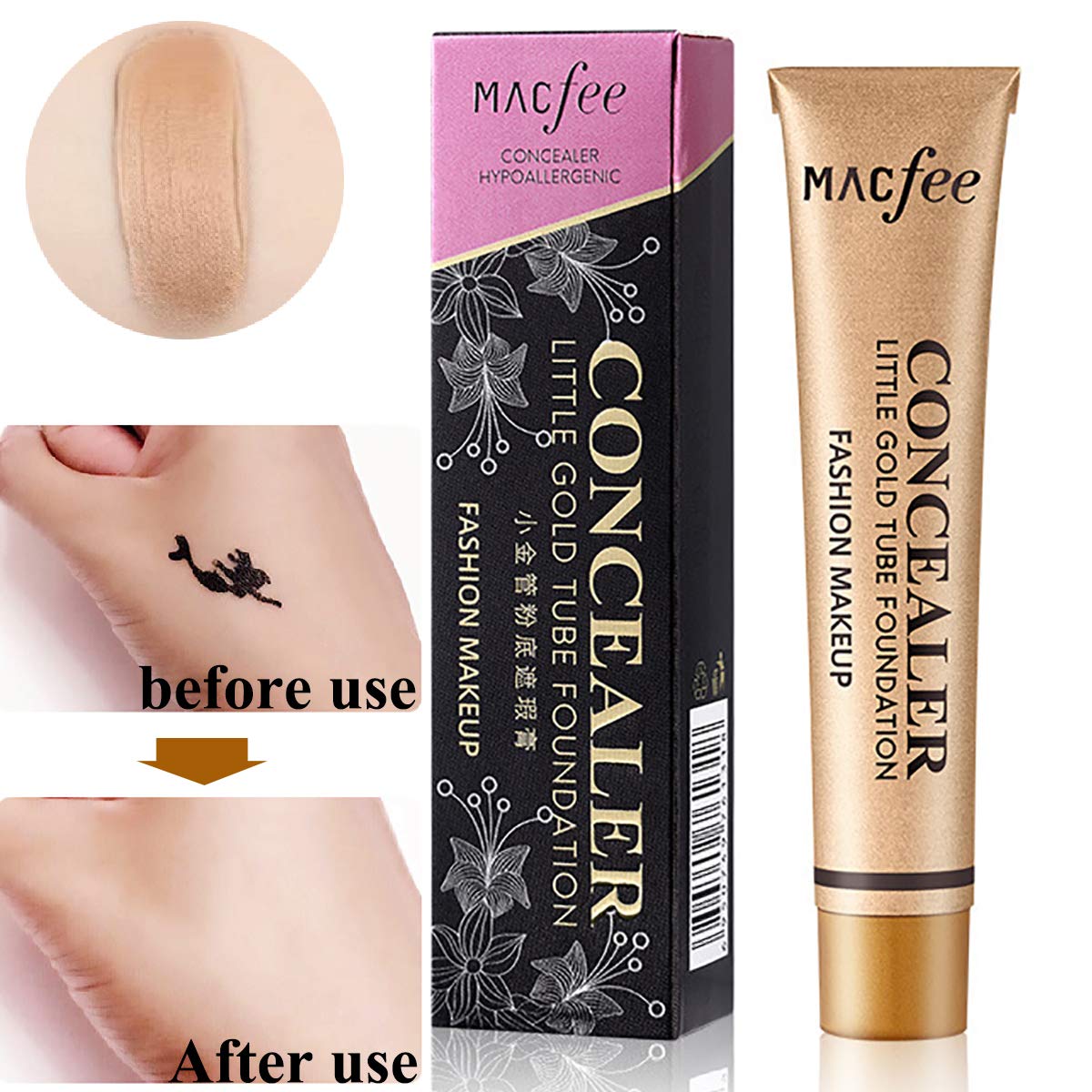 Price:$9.99     Biaoyun Concealer Cream Stick, Eraser Dark Circles Treatment&Waterproof&Moisturizing Strong Cover, Face Tattoo Scar Birthmarks Color Correcting Cosmetics, for All Skin Types (Natural white)   Beauty