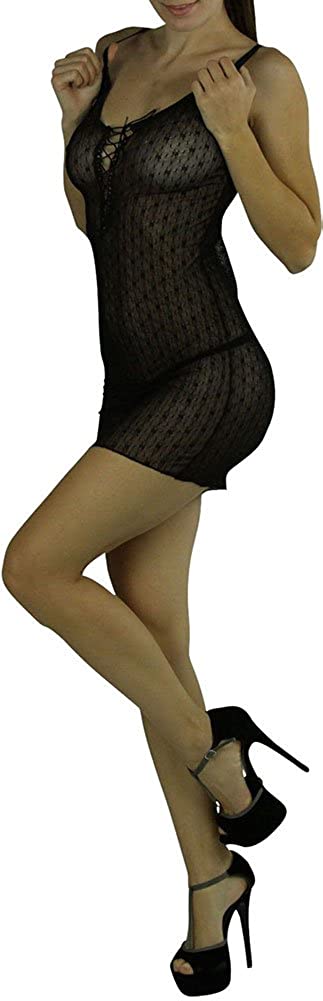 Price:$14.95    ToBeInStyle Women's Daisy Lace up Front Chemise Color Black  Clothing