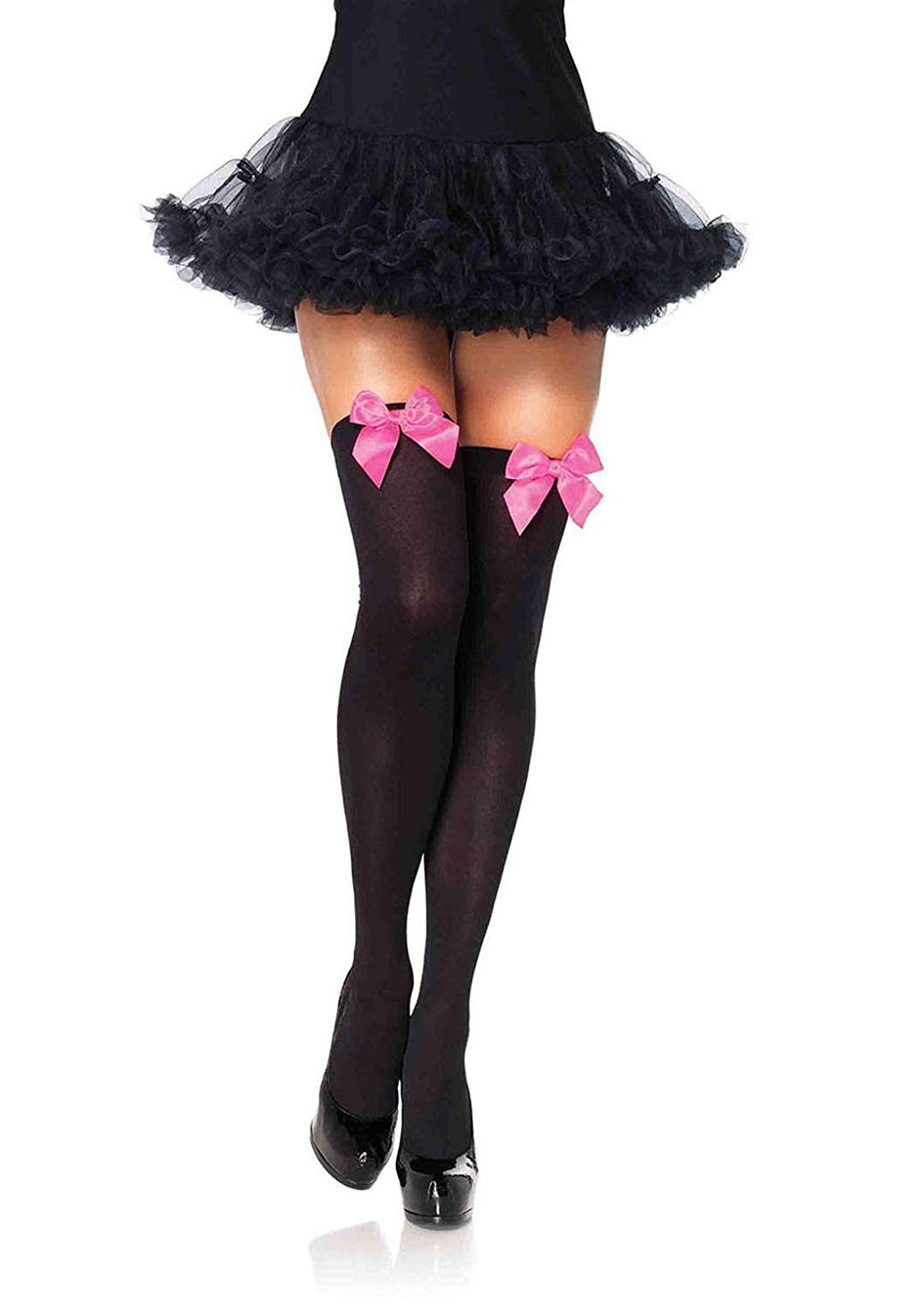 Price:$5.24    Leg Avenue Women's Satin Bow Accent Thigh Highs  Clothing
