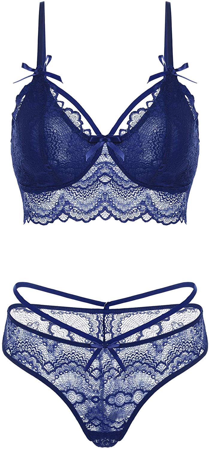Price:$2.99 klier Sexy Lingerie for Women Lace Babydoll Bodysuit 2 Piece Sexy Bra and Panty Sets at Amazon Women’s Clothing store