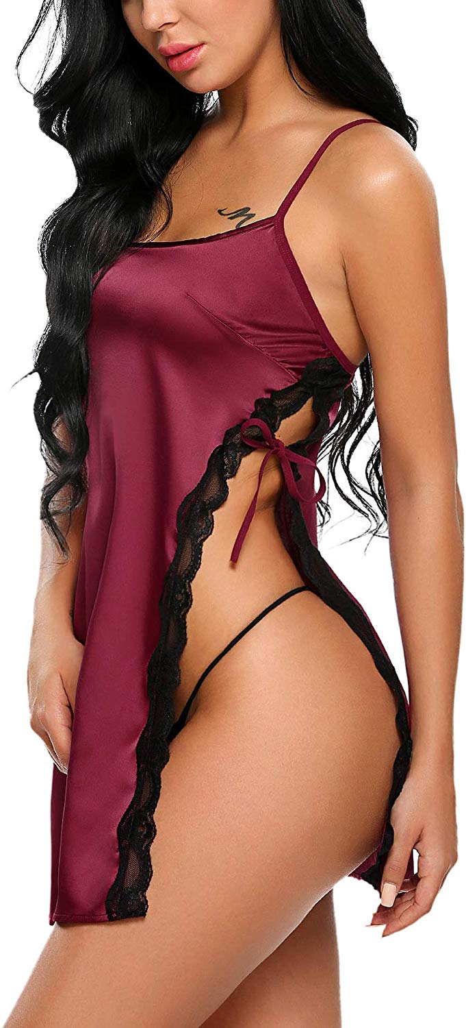 Price:$14.59    Avidlove Women Babydoll for Women Satin Nightwear Lace Chemise Sexy Nightgown  Clothing
