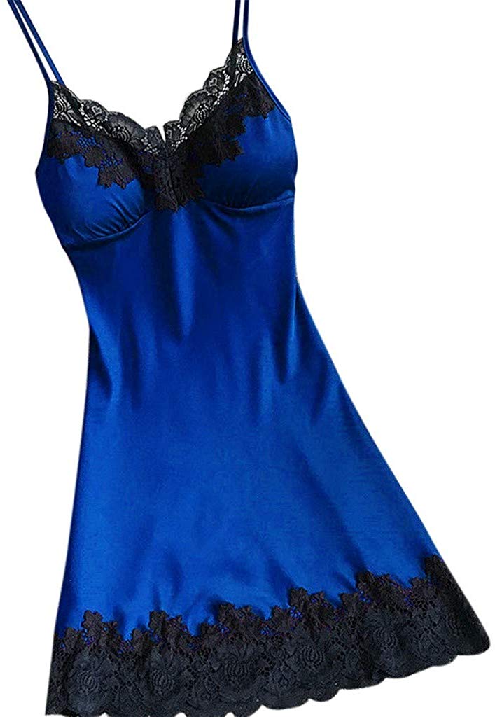 Price:$6.99    Ridkodg Satin Sleepwear, Women Nightwear Ladies Nightdress Sexy Lingerie with Chest Pads  Clothing