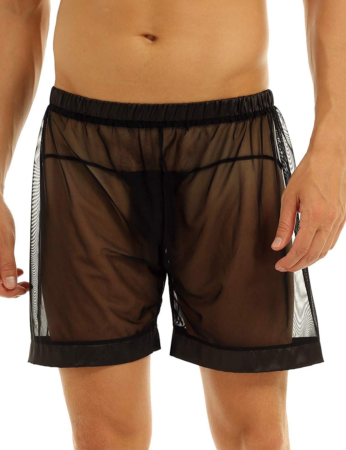 Price:$2.99    CHICTRY Men's See-Through Mesh Loose Lounge Boxer Shorts  Clothing