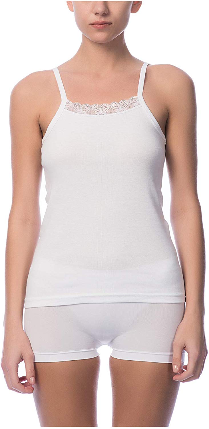 Price:$14.99 NBB Womens Sexy Fancy Basic 100 Percent Cotton Tank Top Camisole Lingerie With Stretch White Large at Amazon Women’s Clothing store