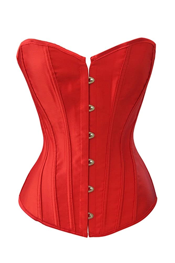 Price:$9.99 Chicastic Black Satin Sexy Strong Boned Corset Lace Up Overbust Bustier Bodyshaper Top - Also White & Red at Amazon Women’s Clothing store