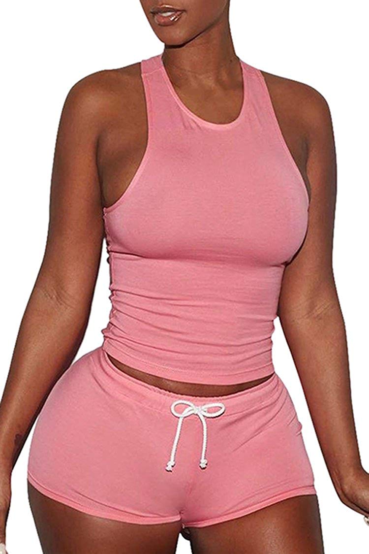 Price:$9.99    VamJump Women Shorts Sets Sleeveless Split Casual Outfit Sportswears 2 Piece  Clothing