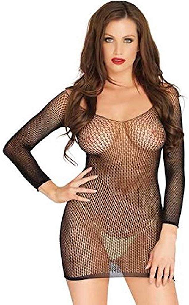 Price:$14.99    Leg Avenue Ring Fishnet Long Sleeved Mini Dress  Clothing