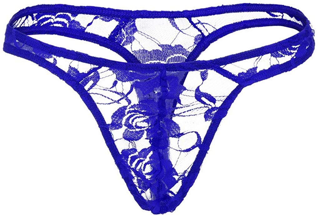 Price:$1.65    Men's G String Thong QUNANEN Fashion Sexy Full lace Strap Underwear Lingerie Panties Strappy Body Harness Panties Blue  Clothing