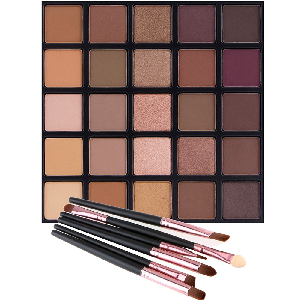 Price:$13.98     Matte and Shimmer Eyeshadow Palette, Vodisa 25 Smoky Warm Color Eye Shadows Glitter Makeup Kit Make Up Brushes Set Nature Nude Earth Tone Waterproof Beauty Cosmetics High Pigment Powder Pallet 25B   Beauty