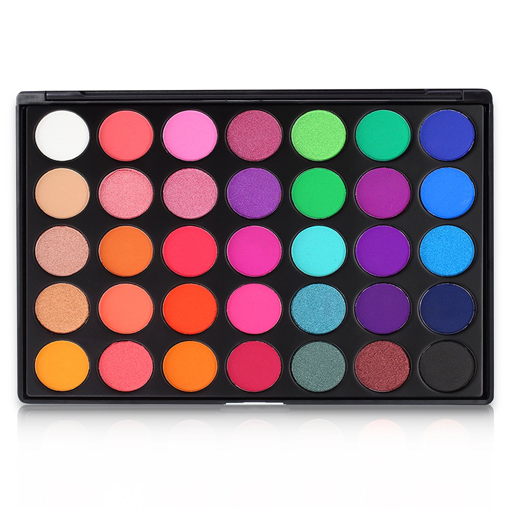 Price:$9.99     Eyeshadow Palette, 35 Bright Colors Matte Shimmer Eyeshadow Makeup Pallete - Long lasting and High Pigment Silky Powder Eye Shadow Cosmetics Set #35E   Beauty