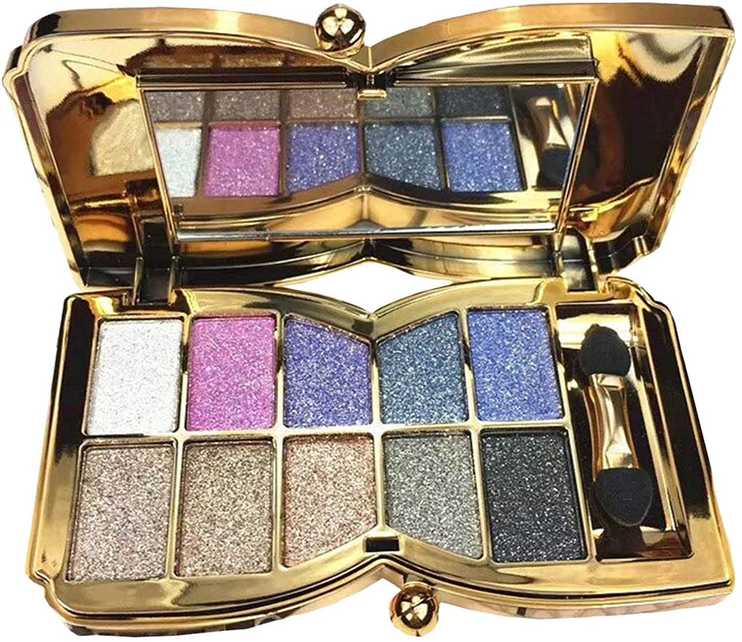 Price:$13.99    Bernecy Glitter Eyeshadow Palette,10 Colors Sparkle Shimmer Eye Shadow Highly Pigmented Long Lasting Makeup Set Gold(Type 4), Small  Clothing