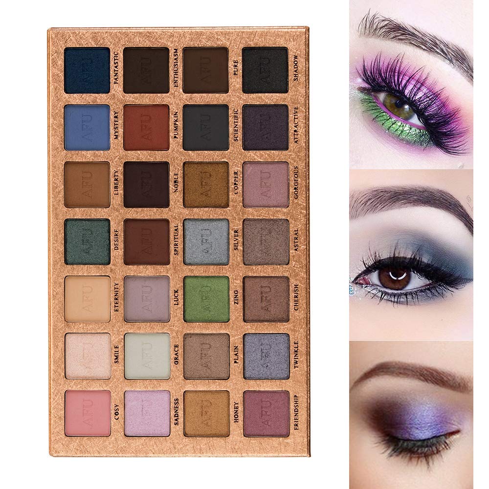 Price:$9.99    AFU High Pigmented Eyeshadow Palette Matte + Shimmer 28 Colors Makeup Natural Bronze Nudes Neutral Smokey Blendable Waterproof Eye Shadows Cosmetic - E-13  Beauty