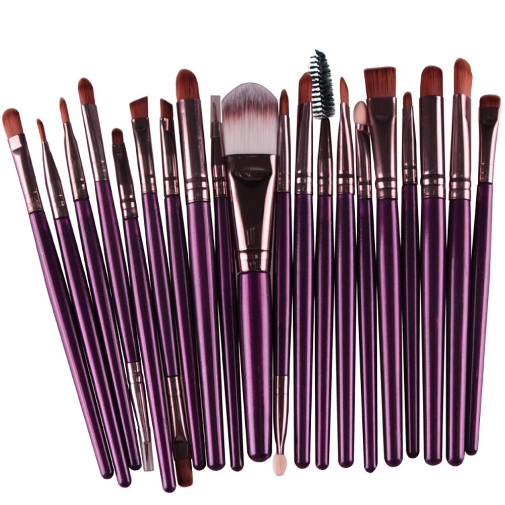 Price:$4.99    KOLIGHT Set of 20pcs Cosmetic Makeup Brushes Set Powder Foundation Eyeliner Eyeshadow Lip Brush for Beautiful Female (Purple+Coffee)  Beauty