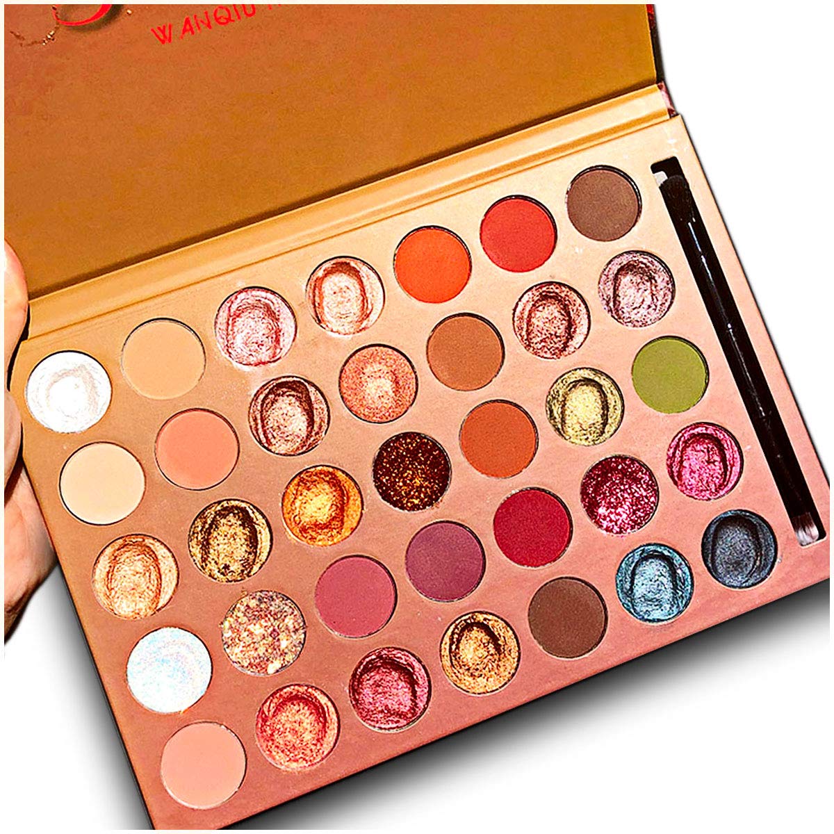 Price:$9.98     Pro 35 Colors Glitter Eyeshadow Palette，Professional Fine Pressed Soft Creamy Metallic Matte Shimmer Glitter Ultra Eye Shadow Powder Waterproof Highly Pigmented Makeup Pallet with Eyeshadow Brushes   Beauty
