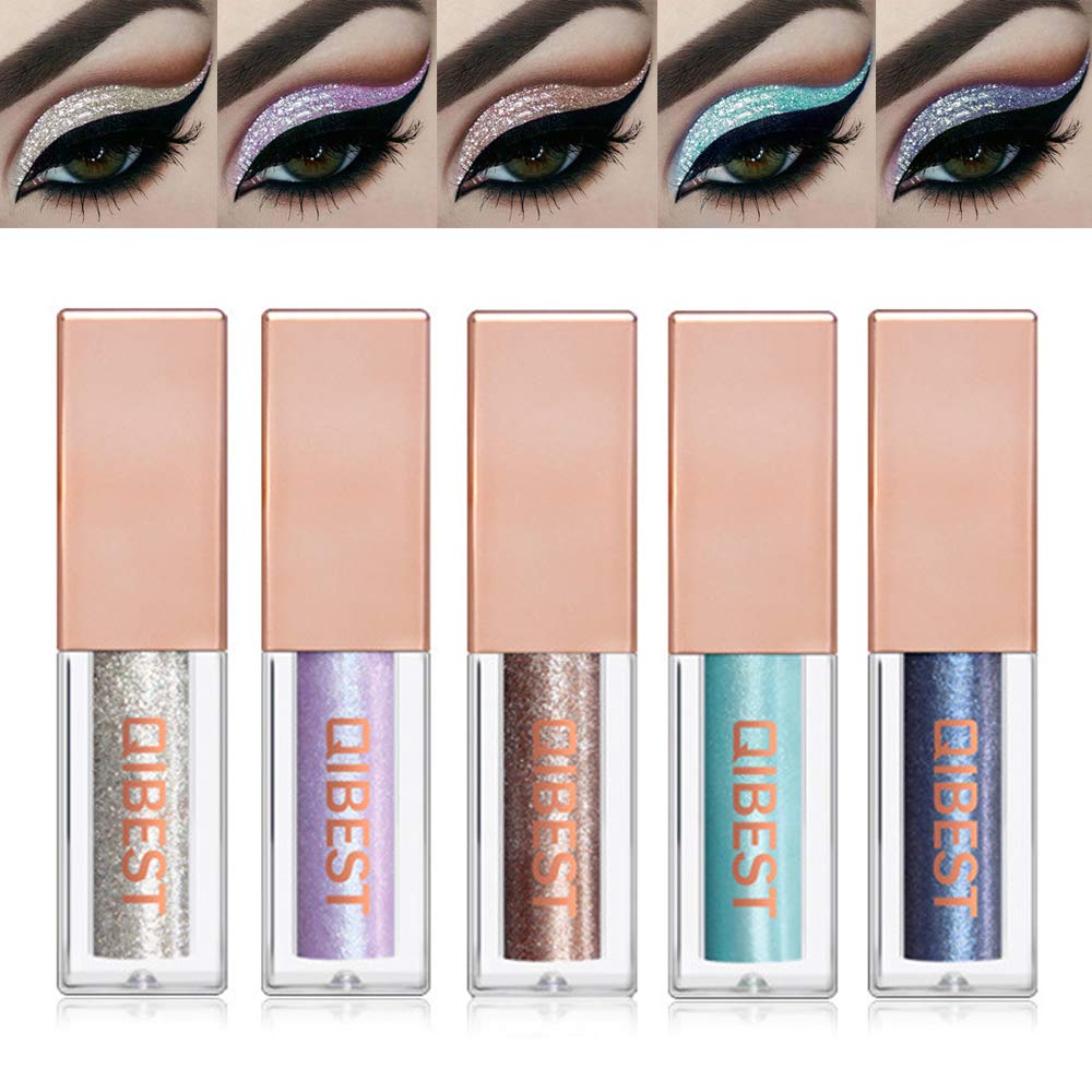 Price:$16.30     5pcs Glitter & Glow Liquid Eyeshadow Makeup Set Waterproof Pigmented Shimmer Metals Foil Diamond Creamy Sparkling Glimmer Eye Gloss Bundle Kit Set 1   Beauty