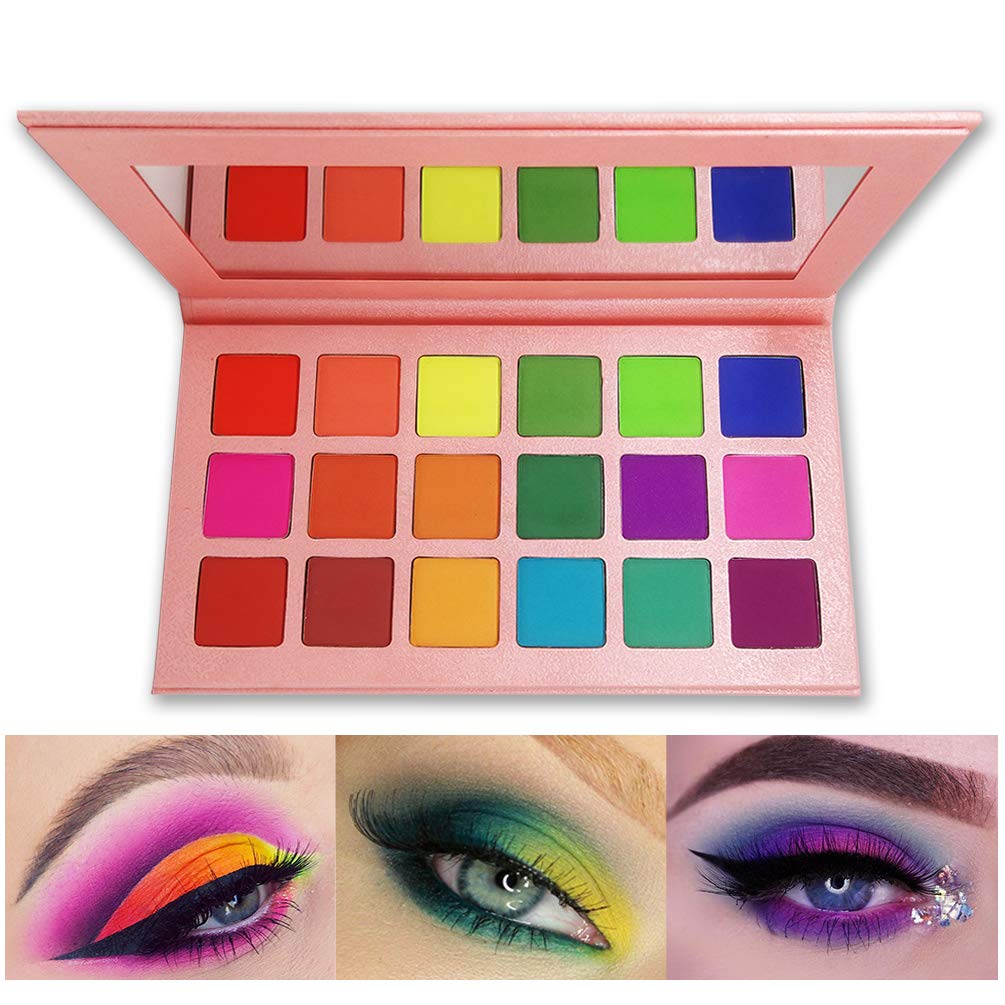 Price:$12.98     Matte Eyeshadow Palette, FindinBeauty 18 Bright Colors Highly Pigmented Makeup Eye Shadow - Professional Vegan Long lasting No Shimmer Silky Powder Rainbow Shades Cosmetics Set(Colorful) ...   Beauty