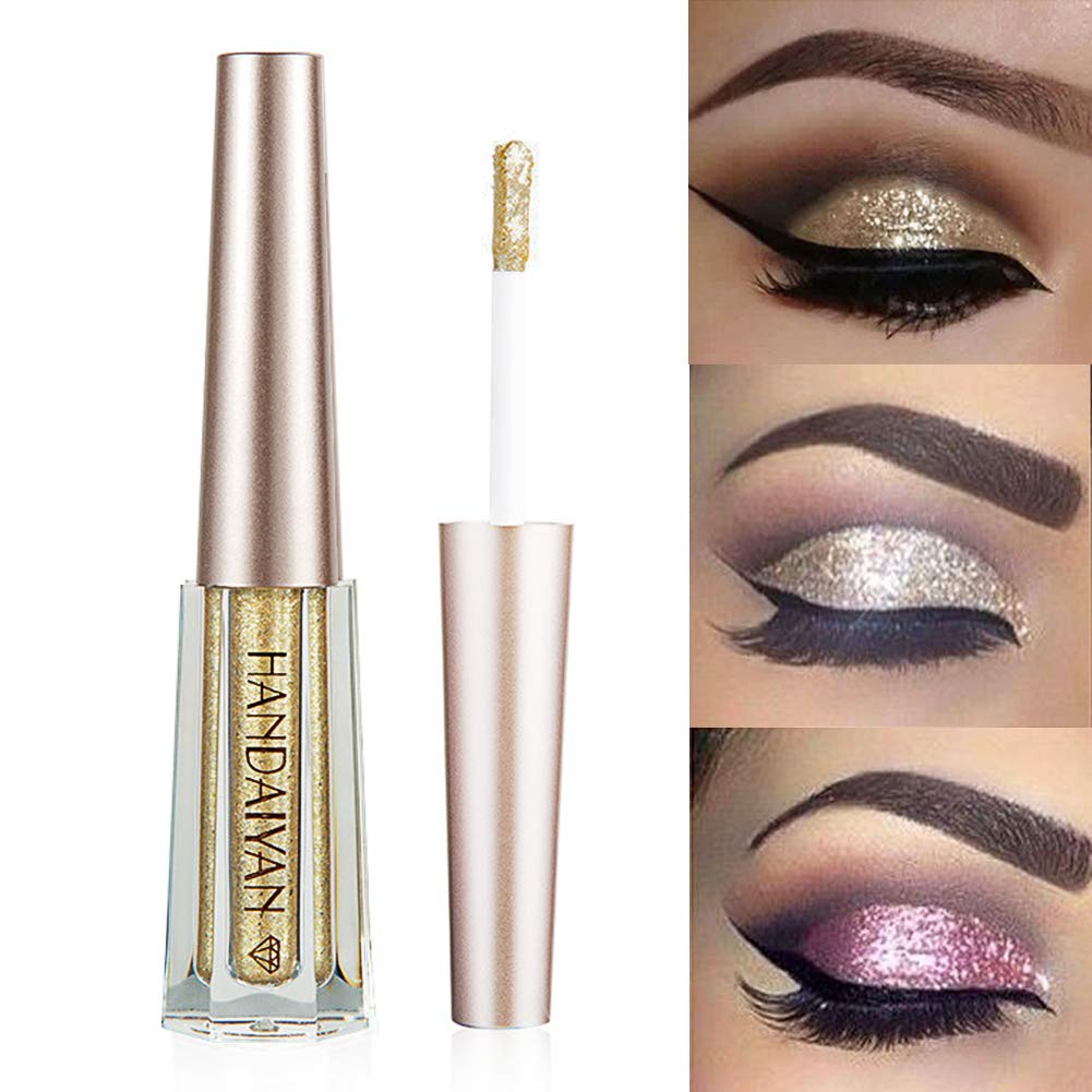 Price:$10.99    GL-Turelifes Diamond Glitter Liquid Eyeshadow & Eyeliner Pen Starry Sequins Mermaid Eye Shadow Long Lasting Shiny and Pigmented Waterproof Sparkling &Shimmer Eyes Makeup(#1 Light Gold)  Beauty