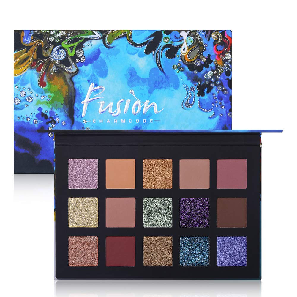 Price:$6.99     Charmcode 15 Colors High Pigmented Eyeshadow Palette Shimmer Matte Glitter Duo Chrome Metallic Shades Pressed Pearls Eye Shadow Makeup Set  (Charmcode Palette)   Beauty