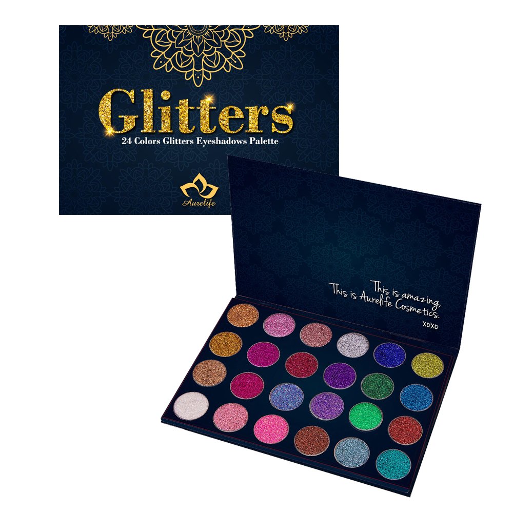 Price:$9.99     Aolailiya 24 Color Pressed Glitter Eyeshadow Palette - Mineral Ultra Shimmer Makeup Palette Eye Shadow Powder Long Lasting Waterproof   Beauty