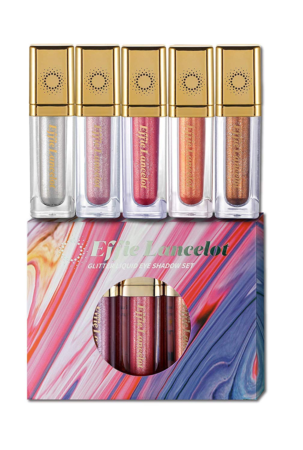 Price:$12.88     Effie Lancelot Glittery Liquid Eyeshadow-Set of 5 Colors Sparking Long-Lasting Waterproof Highlighter Makeup Eye Shadow Gift Set   Beauty