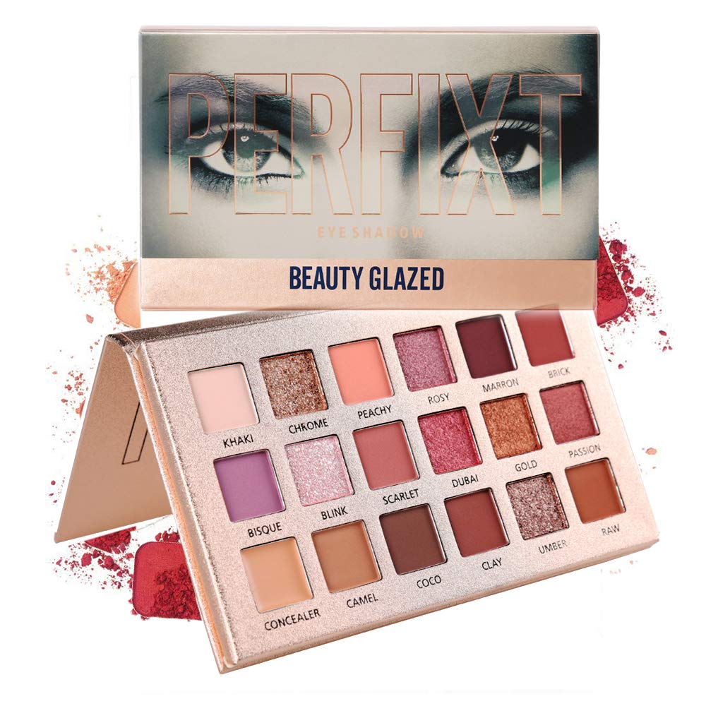 Price:$8.88     Beauty Glazed Eyeshadow Makeup Palette Neutral New Nude Shimmery High Pigmented Palette 18 Matte Shimmer Glitter Long Lasting Burgundy Earth Tones Waterproof Eye Shadow Pallete Sweatproof Cosmetic   Beauty