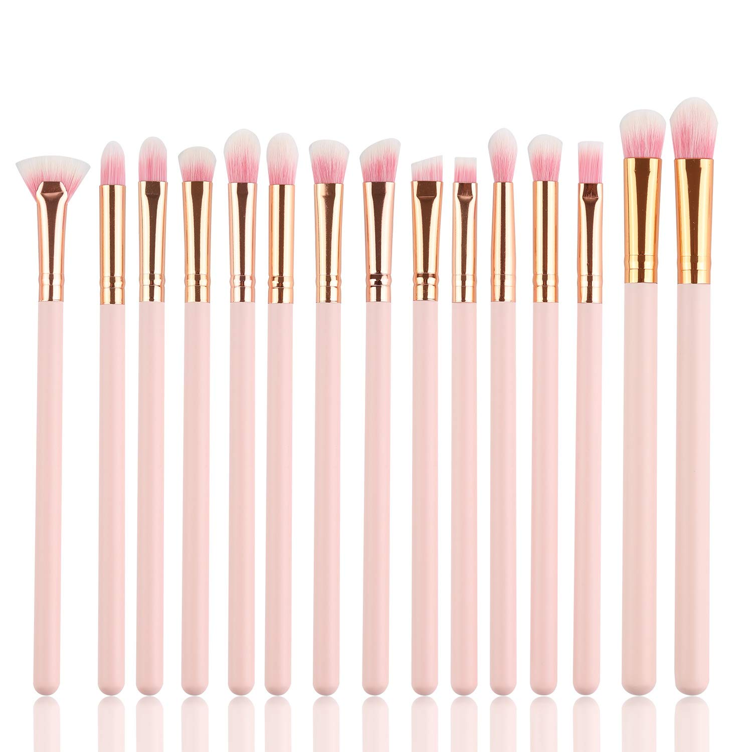 Price:$8.99    Eye Makeup Brushes Set, Logiverl 15 Pieces Eyeshadow Makeup Brush Set Included Eyeshadow Eyebrow Mini Fan Brush with Wooden Handle(Pink)  Beauty