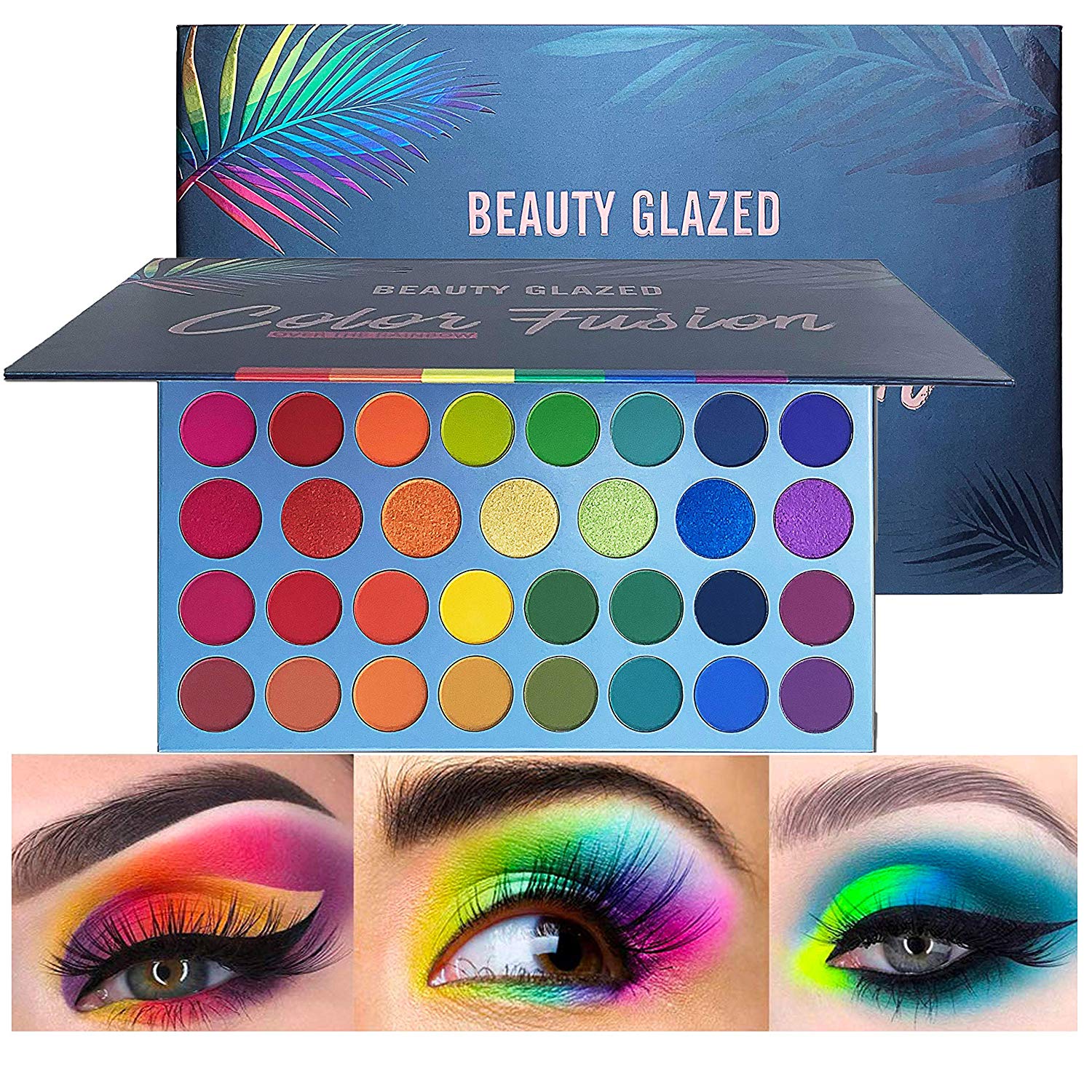 Price:$13.88     Beauty Glazed Rainbow Colors Fusion Eyeshadow Palette 39 Shades Metallic Shimmer Palette Long Lasting Eye Shadow Pallet High Pigment Makeup Palette for Party   Beauty