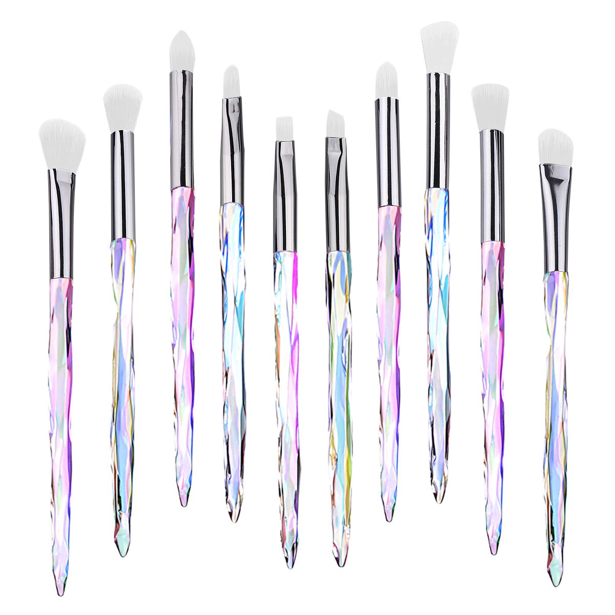 Price:$8.99    Makeup Eye Brush Set, Kingtree 10 Pieces Latest Diamond Handle Eyeshadow Eyeliner Blending Crease Makeup Brushes, Professional Cosmetics Eyebrow Lip Make Up Tools  Beauty