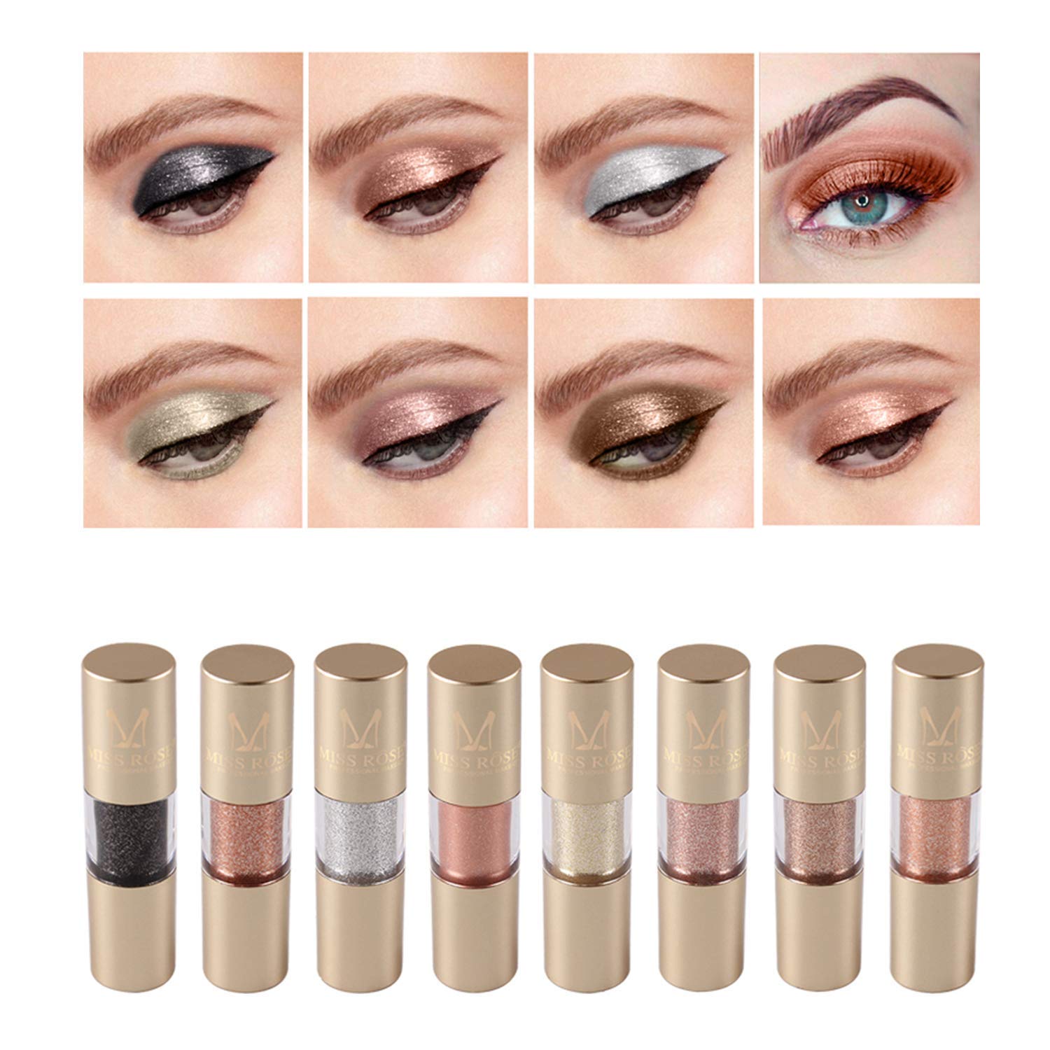 Price:$17.98     Metallic Shimmer Liquid Eyeliner Set, 8 Colors Glitter Metal Waterproof Liquid Eyeshadow Pencil Set   Beauty