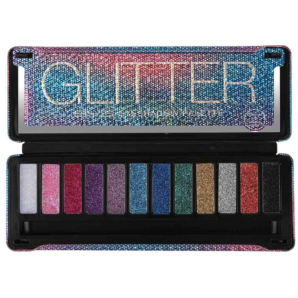 Price:$19.99     BYS Glitter Eyeshadow Palette, 12 Color Collection in Tin Kit with Mirror - Highly Pigmented Glittery Shade Eye Makeup   Beauty
