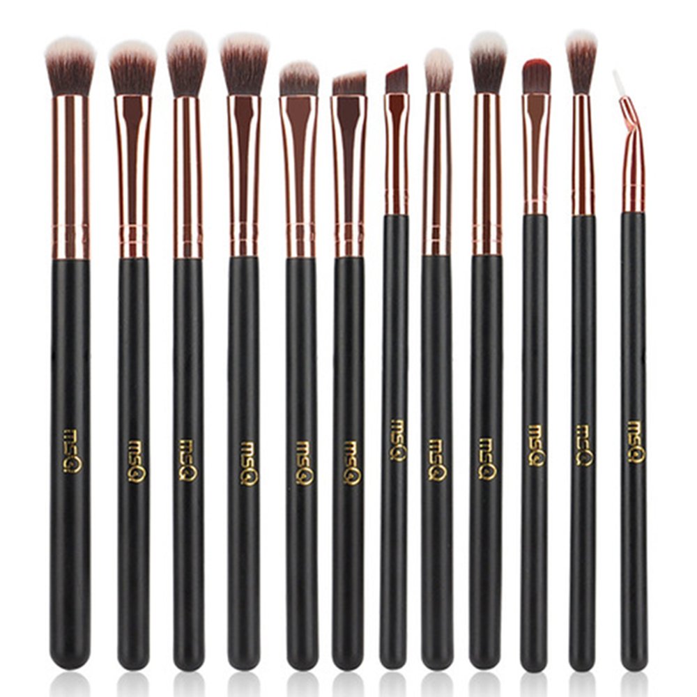 Price:$8.79    MSQ Eye Makeup Brushes 12pcs Rose Gold Eyeshadow Makeup Brushes Set with Soft Synthetic Hairs & Real Wood Handle for Eyeshadow, Eyebrow, Eyeliner, Blending - Rose Gold(without bag)  Beauty