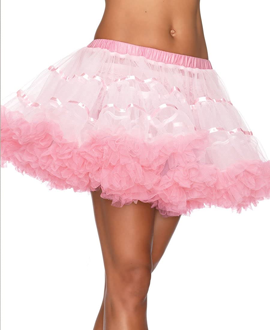 Price:$26.89    Leg Avenue A1711WP Women's Layered Satin Striped Tulle Petticoat - One Size - White/Light Pink  Clothing