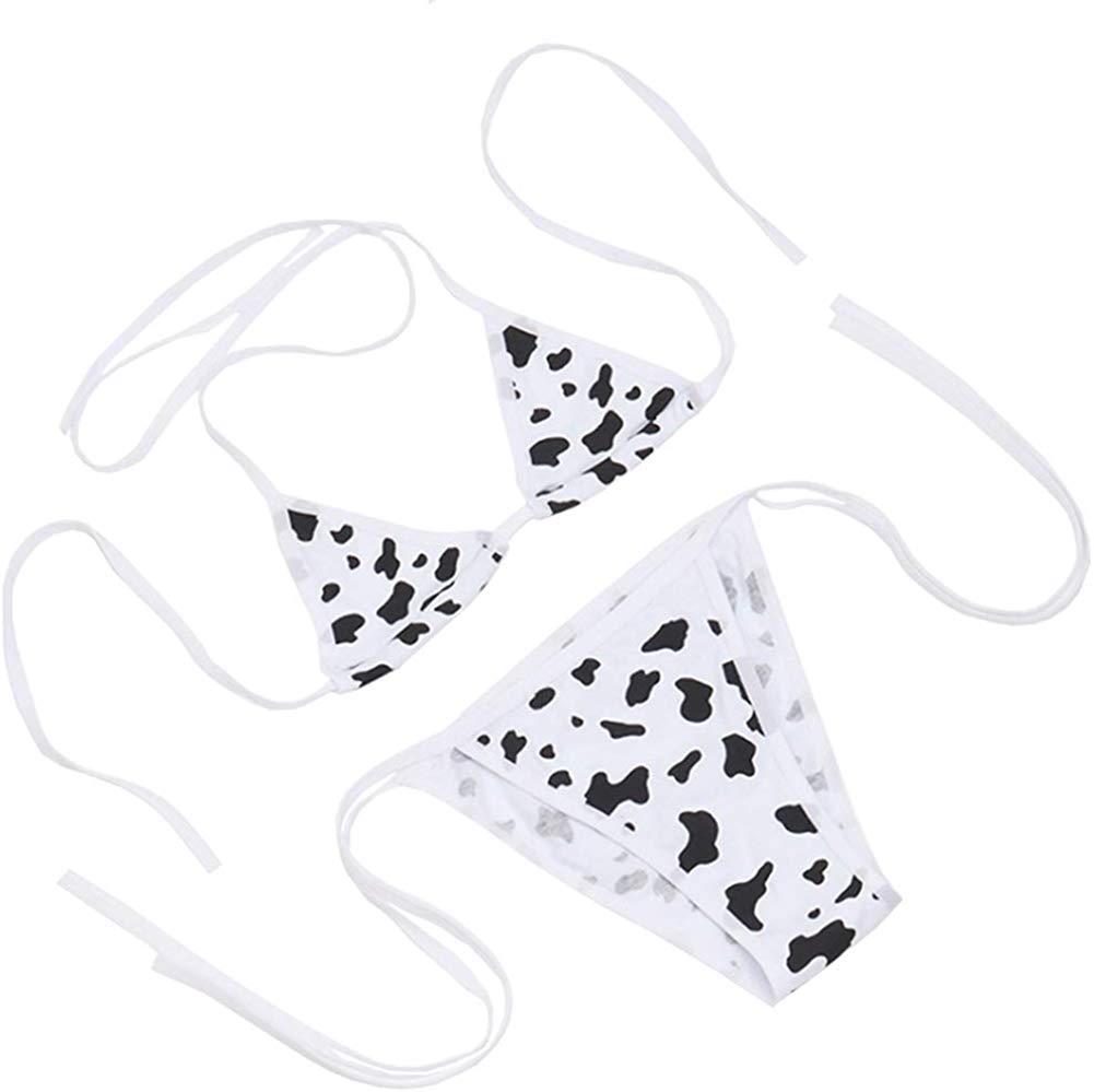 Price:$13.99    Joyralcos Dalmatian Milk Leopard Cosplay Costume Anime Sexy Mini Cow Bikini Lingerie Set (Cotton Bikini)  Clothing