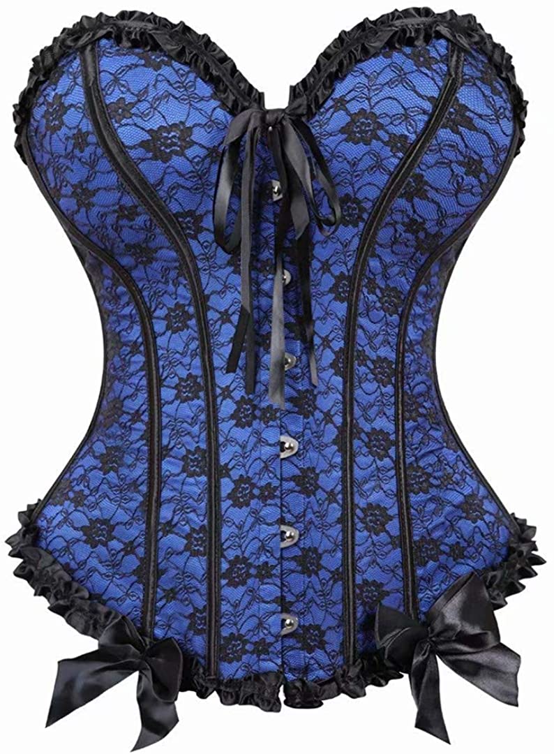 Price:$18.99    Renaissance Corset Bustier Women Sexy Top Lingerie Flower Burlesque Vintage Masquerade Blue S  Clothing