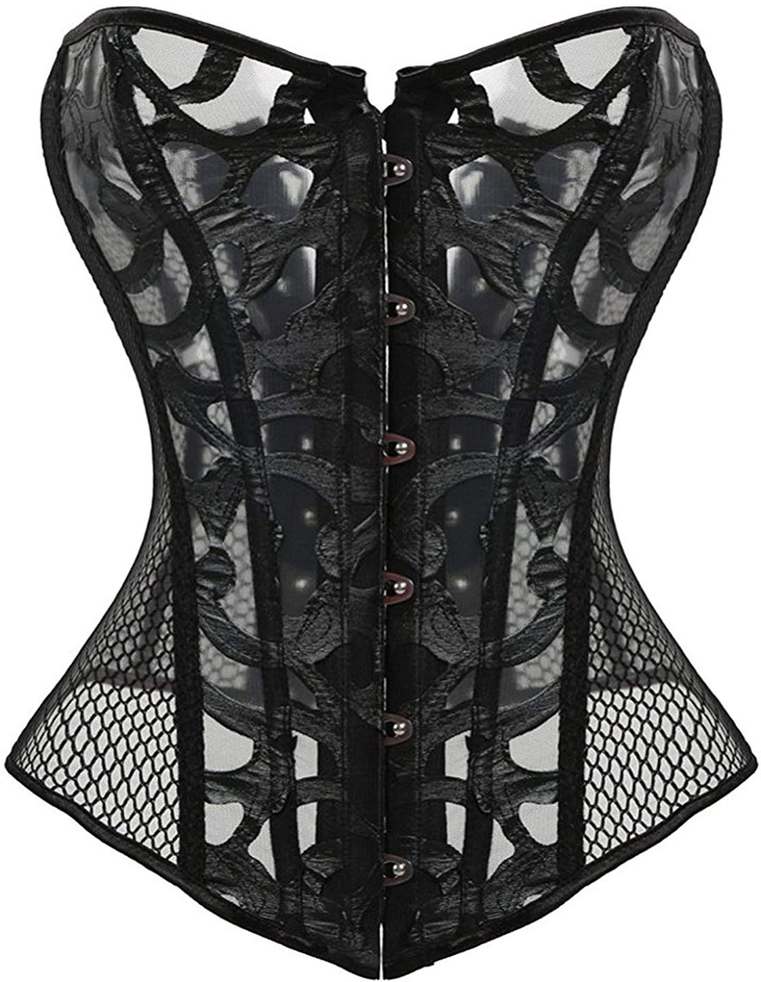 Price:$17.99    Corset Satin Overbust Lace up Busiter Shapewear Outfit Black Small  Home & Kitchen