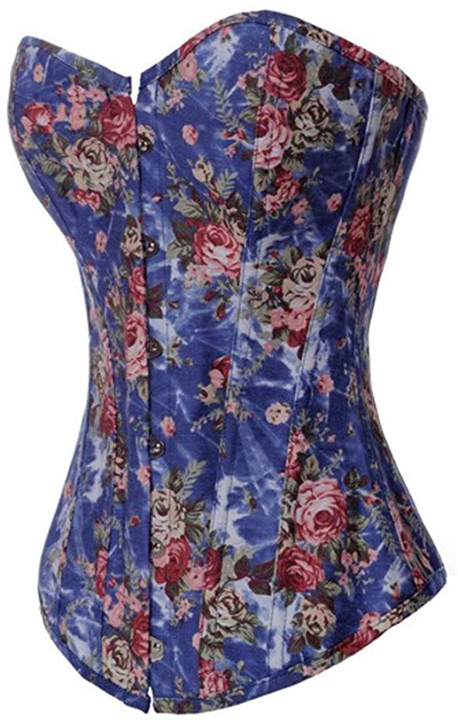 Price:$19.99    Alivila.Y Fashion Womens Vintage Denim Overbust Corset Bustier Top 2767-Blue-S  Clothing