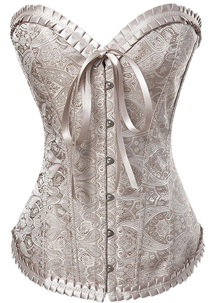 Price:$19.99    Alivila.Y Fashion Womens Vintage Lace Boned Renaissance Corset 2001-Cream-M  Clothing