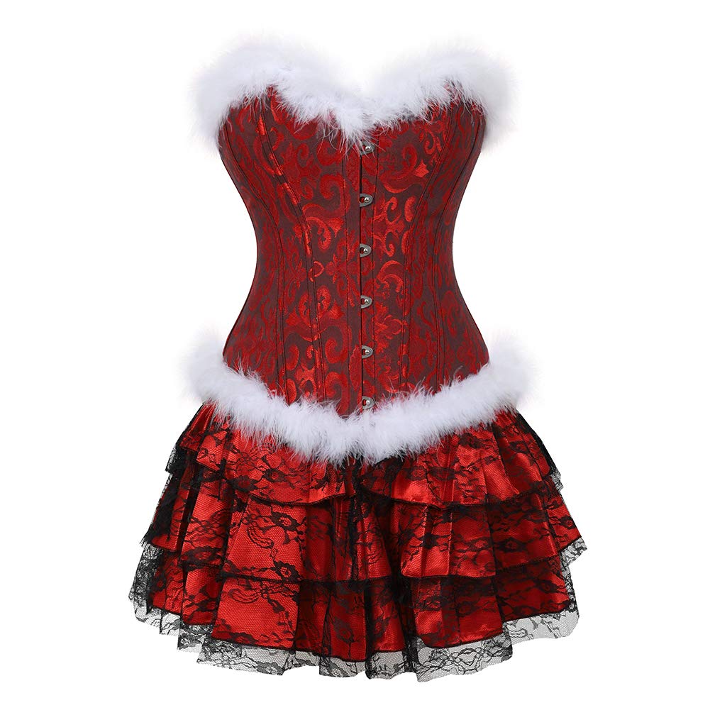 Price:$36.99    frawirshau Christmas Corset Dress Sexy Santa Lingerie for Women Santa Costume Moulin Rouge, Black and red S  Clothing