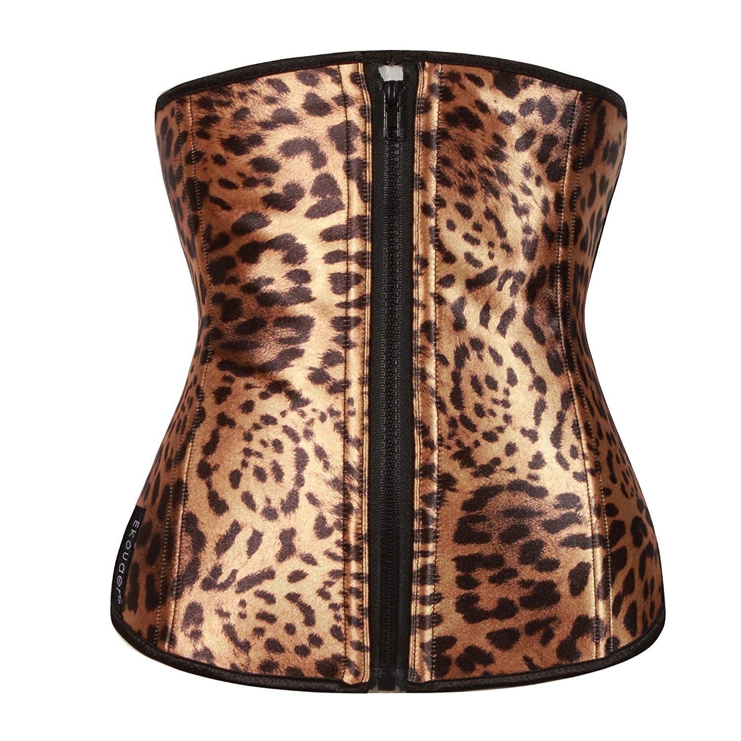 Price:$15.99    Ekouaer Waist Cincher Trainer Body Tummy Girdle Control Corset Shaper Belly Zip Leopard, XS fit 25-27 Inch Waistline  Clothing