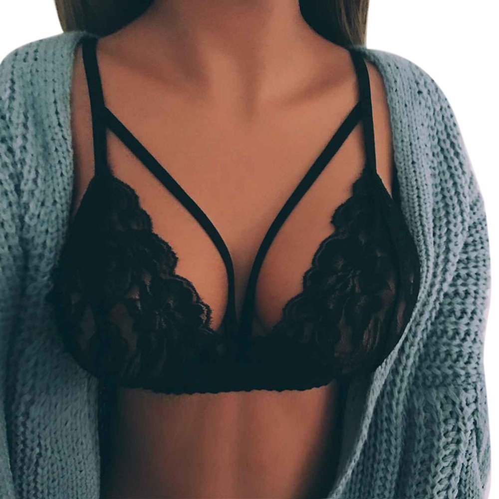 Price:$1.49    Yaseking Women Lace Hollow Push Up Bra, Sexy Ladies Cage Crop Top Bustier Vest Underwear(Black, S)  Clothing