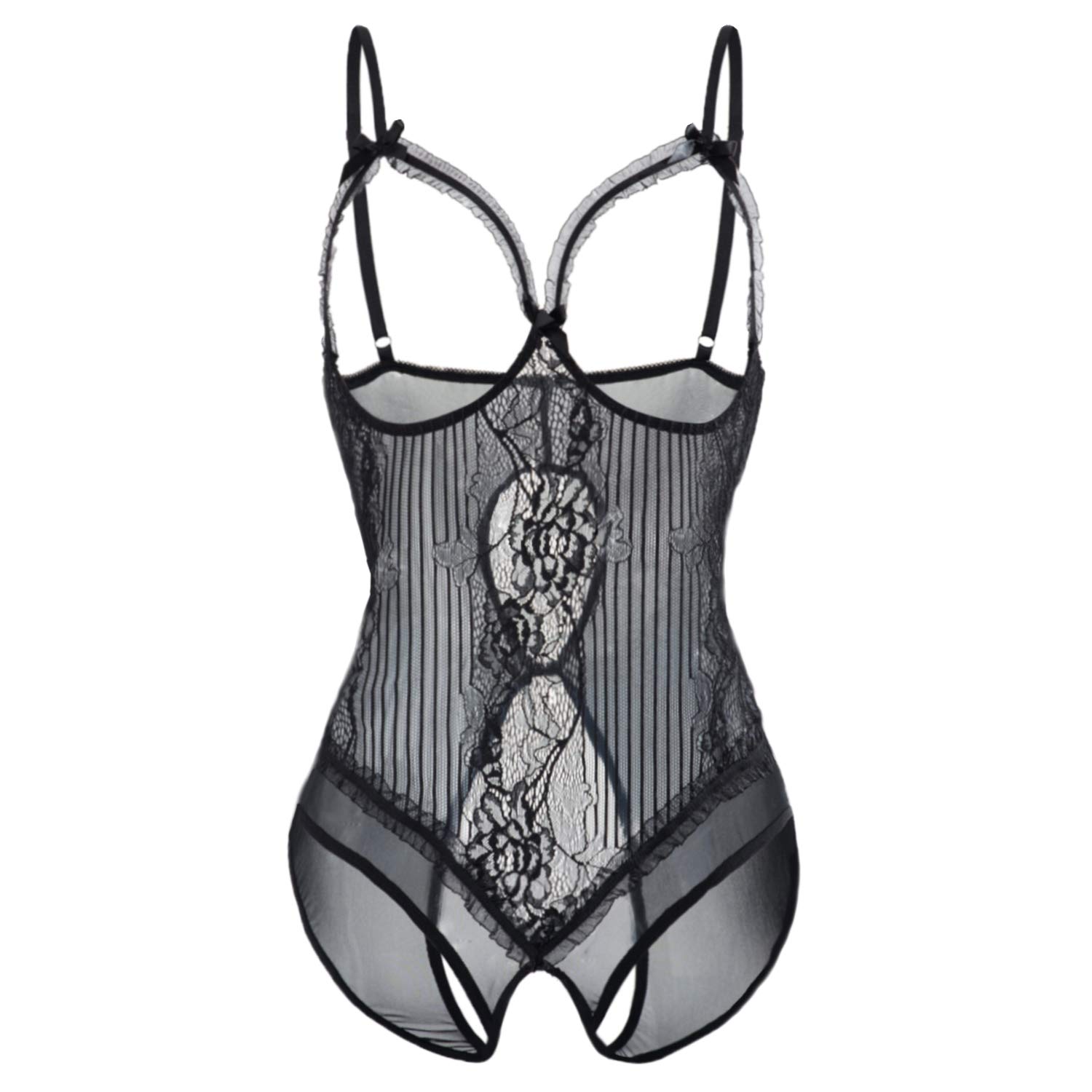 Price:$8.99 Lingerie for Women Plus Size Sexy Teddy Lace Bodysuit Nightie One Piece Babydoll (Black1, Small) at Amazon Women’s Clothing store