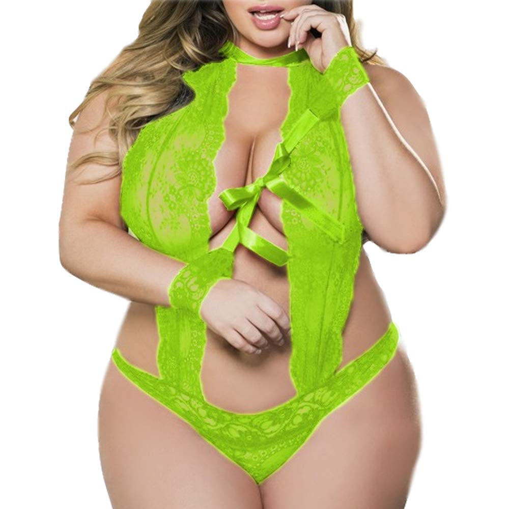 Price:$13.99 Womens Plus Size Teddy Halter Lace Babydoll Naughty Maid Uniform Lingerie（1903, Fluorescentgreen, L at Amazon Women’s Clothing store