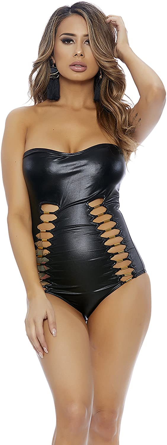 Price:$28.91    Forplay Women's Anguilla Strapless Monokini with Bodice Cutouts and Bead Detail, Black, Small  Clothing