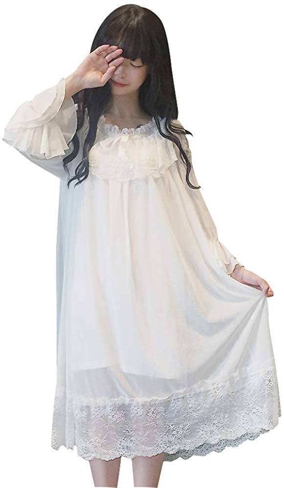 Price:$33.99    YOMORIO Womens Vintage Lace Pajamas Lolita Victorian Lingerie White Gothic Sleepwear Medium  Clothing