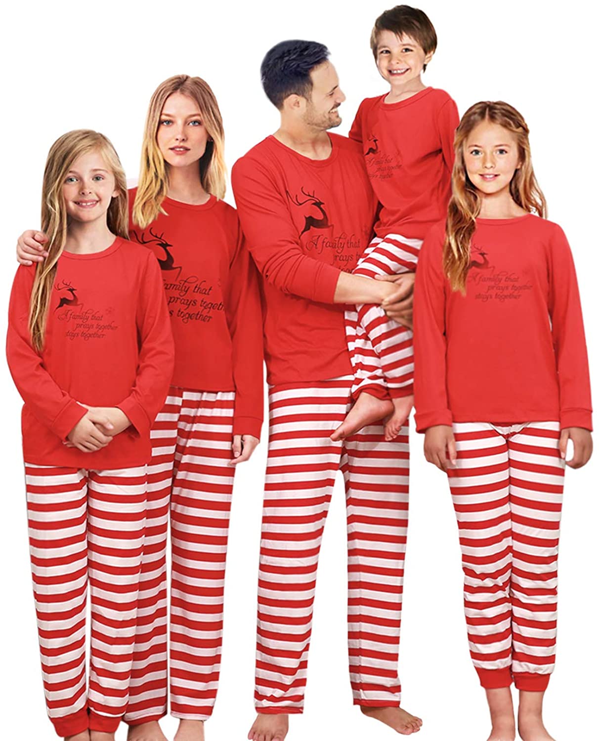 Price:$19.99    SUNNYBUY Family Christmas Pajamas Set Matching Men, Women Kids PJs Warm Tops Bottoms Classic Red Colors 08(Men S)  Clothing