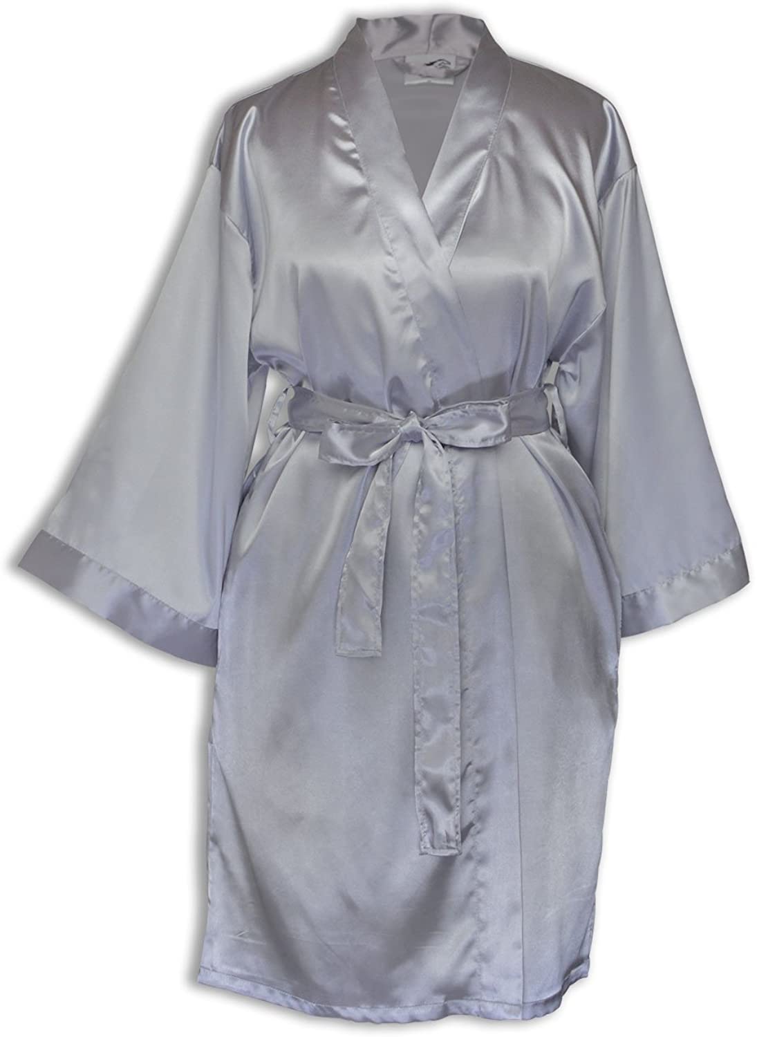 Price:$9.99 TowelBathrobe TowelRobes Women's Kimono Satin Robe Satin Lounge Bridesmaids Short Robe Grey Small/Medium at Amazon Women’s Clothing store