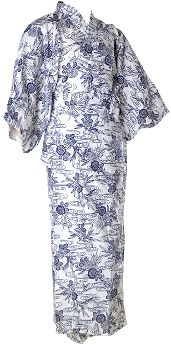 Price:$49.00    Women's Floral Cotton Gauze Japanese Classic Nemaki-Yukata-Bath Robe Navy  Clothing