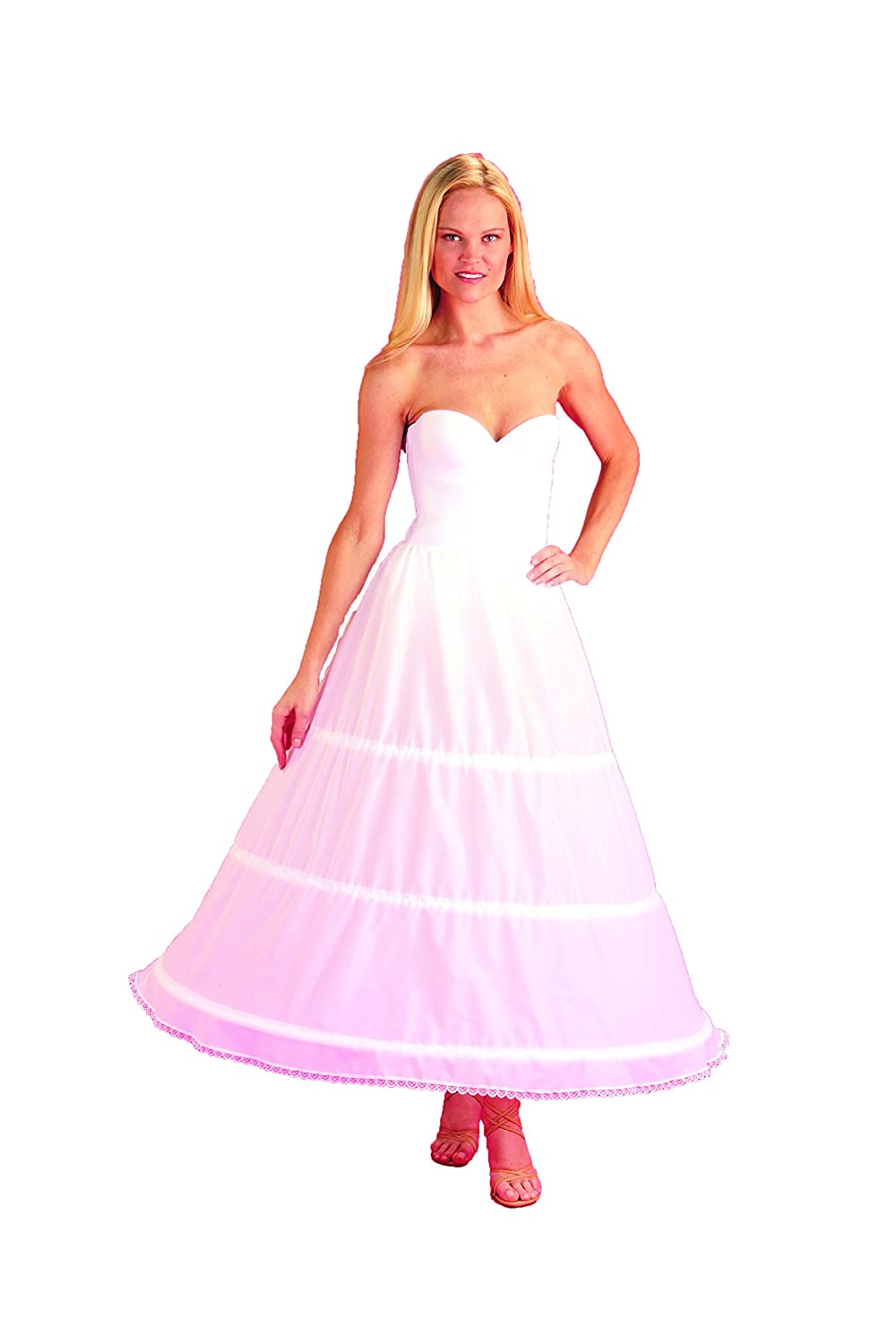 Price:$17.95 3 Bone Hoop Skirt Bridal Wedding Gown Slip (CH130DS) White at Amazon Women’s Clothing store  Apparel Half Slips