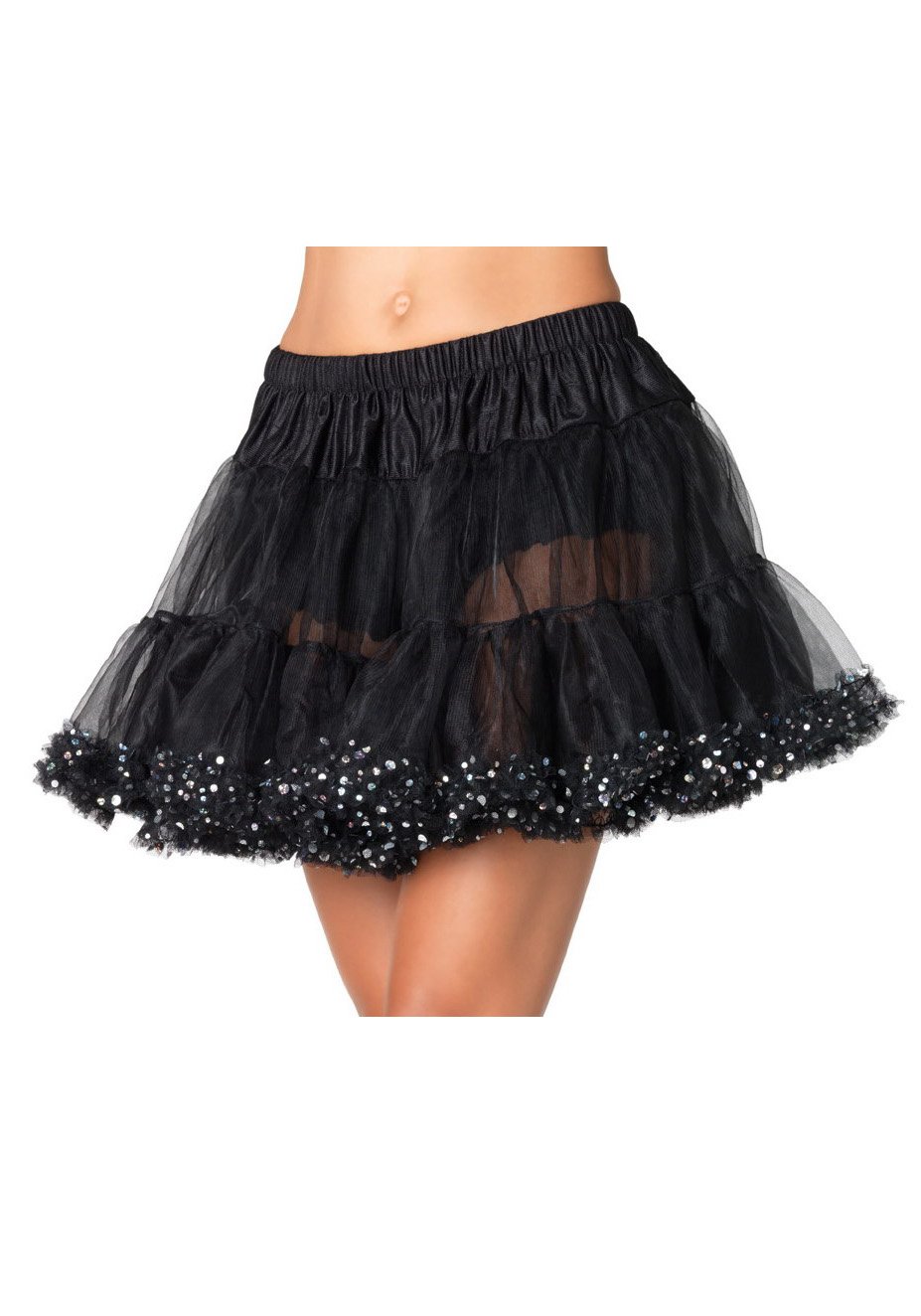 Price:$24.99    Leg Avenue Petticoat With Sequin Trim Black/Silver One Size Fits Most  Toys & Games