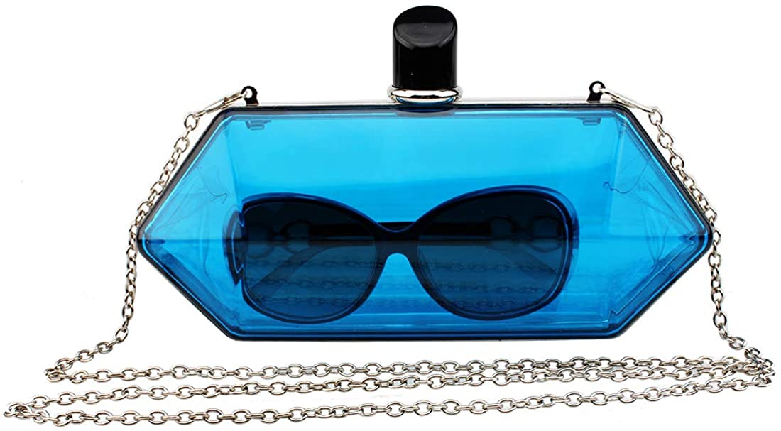 Price:$17.99 LETODE Acrylic Fashionable Transparent Evening Clutches Shoulder Bags Handbag for Women Ladies Gift Ideal (blue)  Handbags   